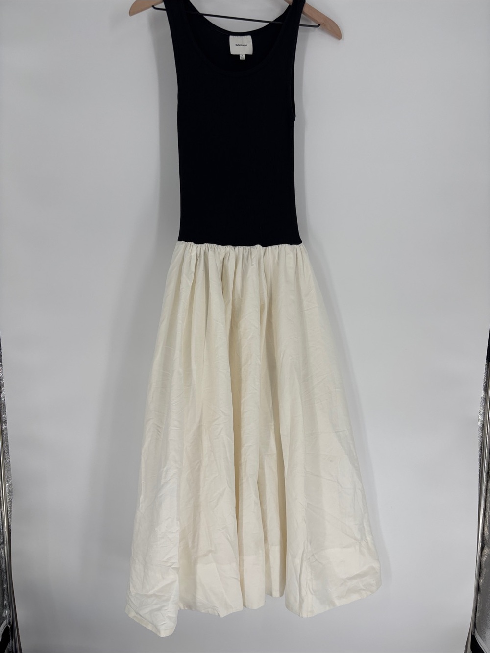 Reformation Black Tank Midi Dress with Cream Skirt small